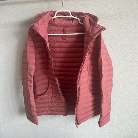 Lululemon Dusty Pink Hooded Zip Up Down Puffer Jacket Coat Size 10 - Picture 3 of 5